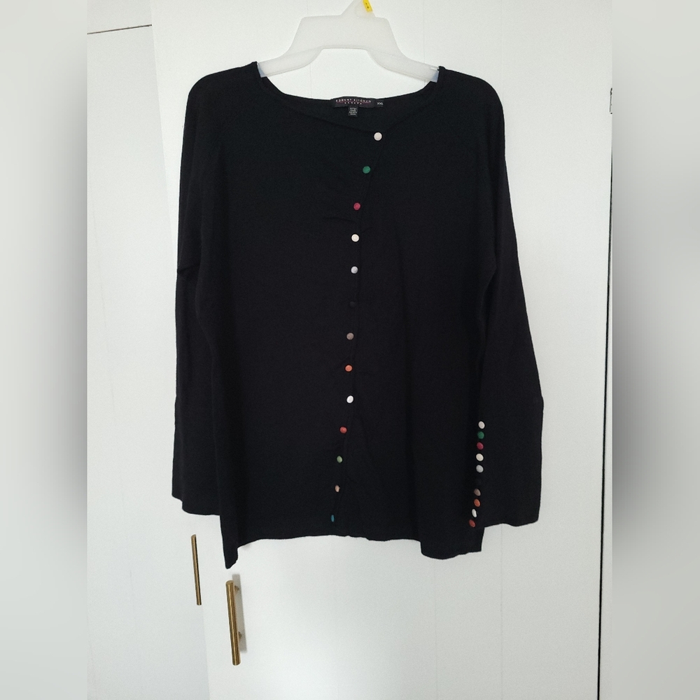 Catherines Black Top with Multicolor Buttons
